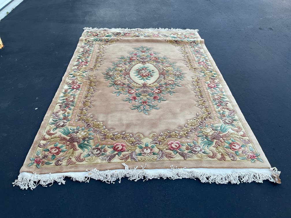 Tientsin Chinese carved wool area rug 6 x 9