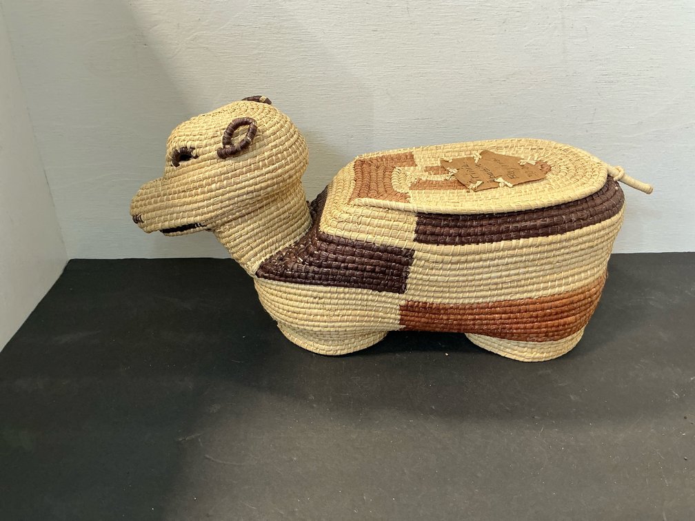 Coiled woven basket sculpture