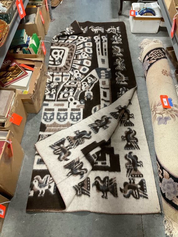 Huancatex wool textile blanket with Andean motif