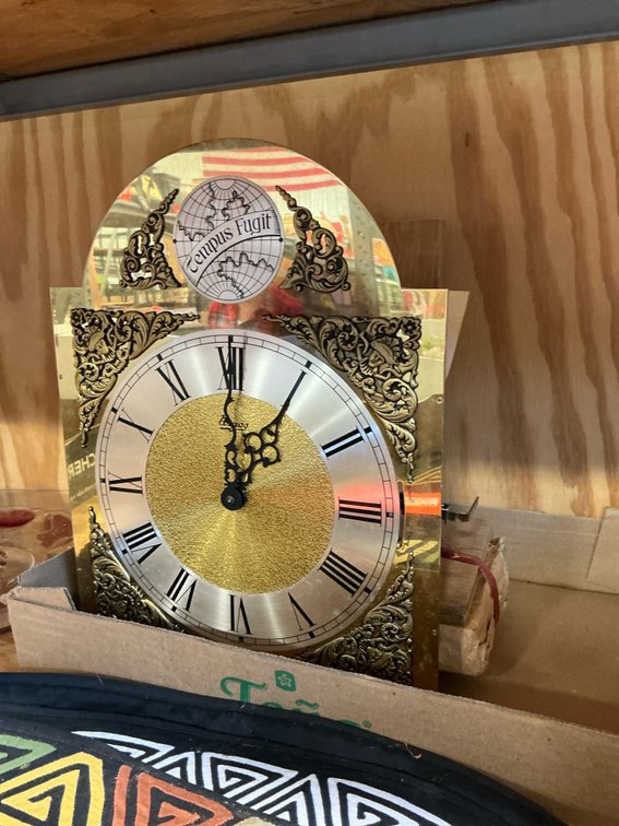Urgos clock movement with Tempus Fugit brass dial