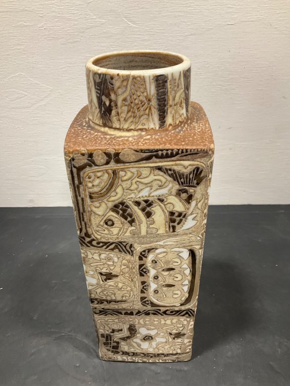 Royal Copenhagen Fajance ceramic vase with fish motifs