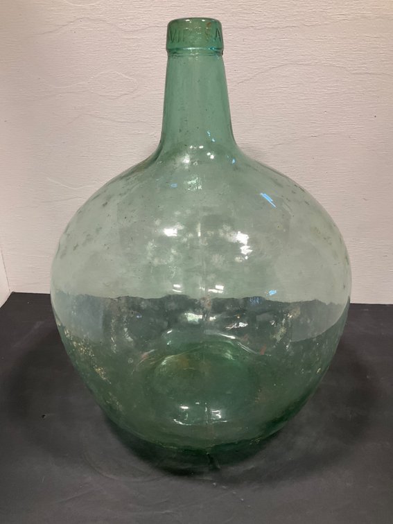 Viresa light green glass demijohn bottle