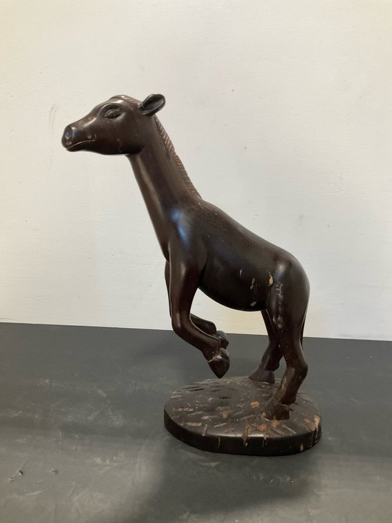 Daniel Pachicama carved wood horse sculpture