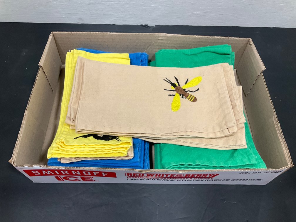 Assorted embroidered animal & insect cloth napkins