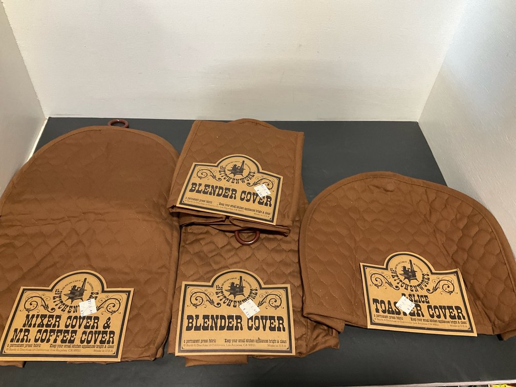 The Kitchen Works brown quilted appliance covers