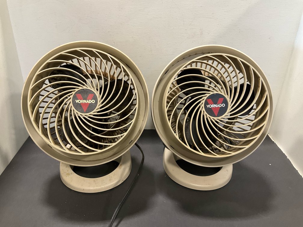Pair of Vornado beige air circulator fans