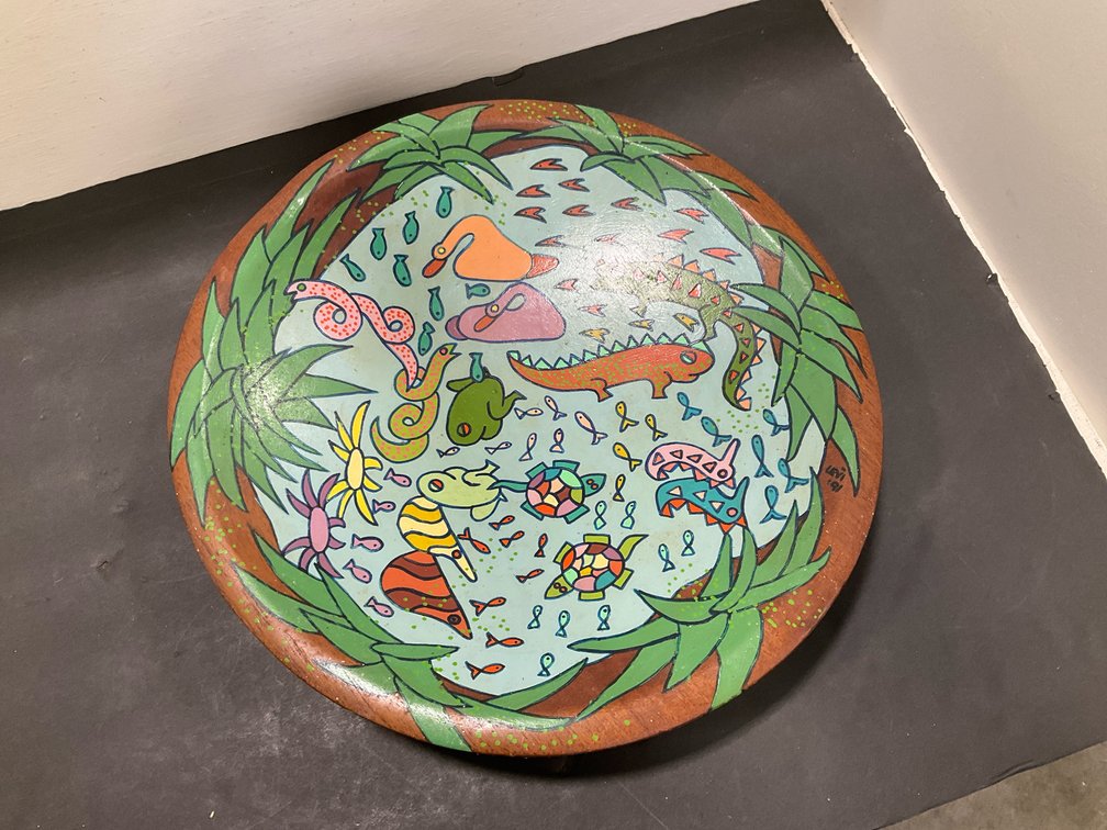 Hand-painted folk art bowl