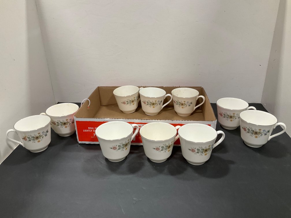 Set of Royal Doulton Pastorale bone china teacups