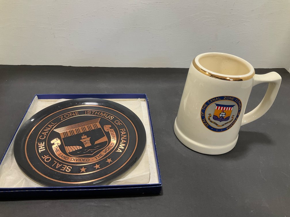 Canal Zone seal commemorative plate & mug
