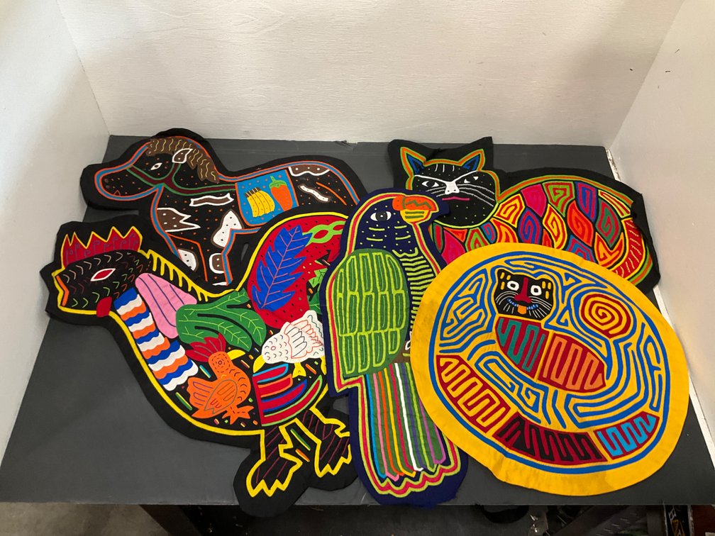 Assorted handmade mola applique textiles