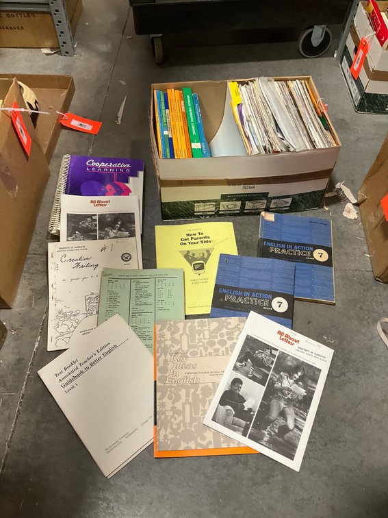 Box of educational workbooks & teacher guides