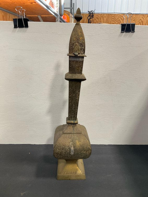 Engraved brass tiered decorative spire finial