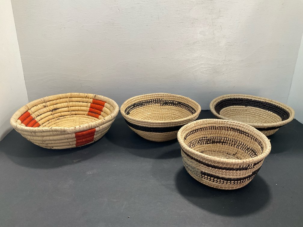 Grouping of coiled fiber baskets & bowls