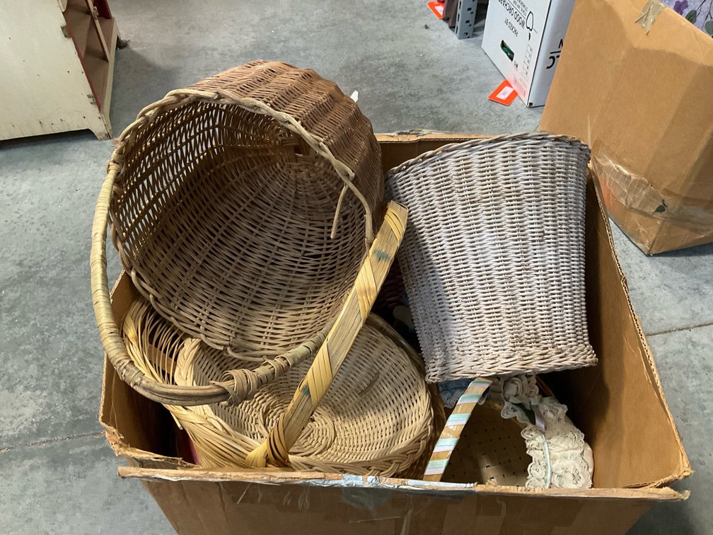 Assorted woven wicker & decorative baskets