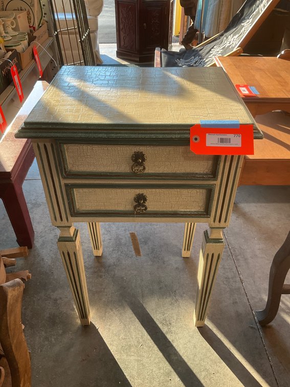 Marguerite Presents 2-drawer crackle finish side table 19” x 15” x 30”
