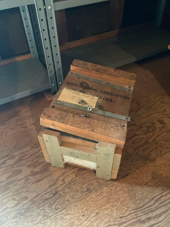 Wood ammo box & magazines-Attic
