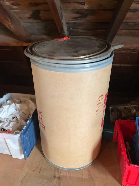 Paper barrel of books-Attic