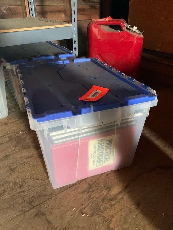 Covered tote & assorted books-Attic 