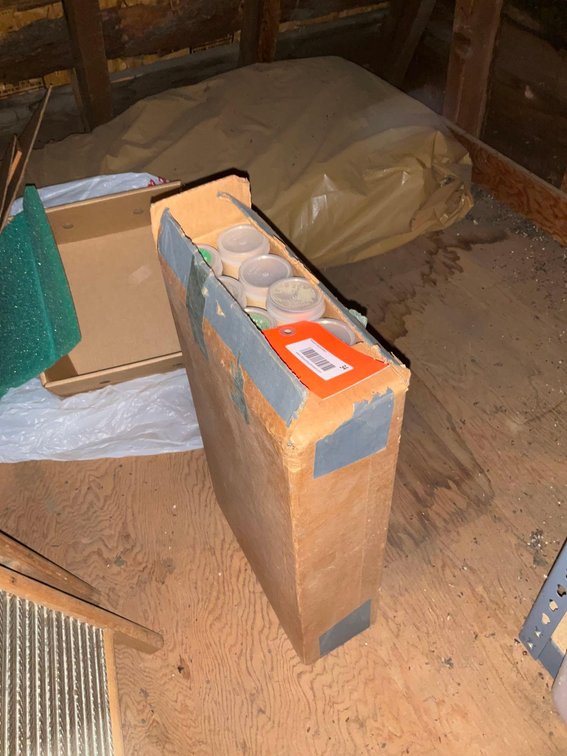 Cardboard tubes of assorted plans-Attic