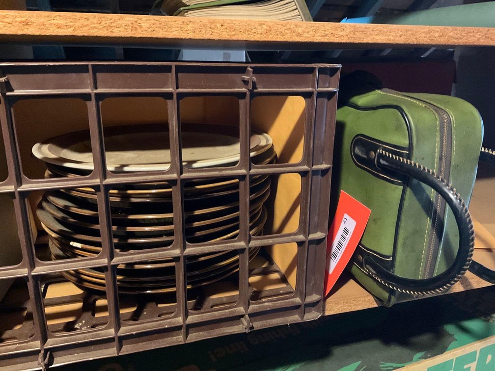 Crate of plates & thermos-Attic 