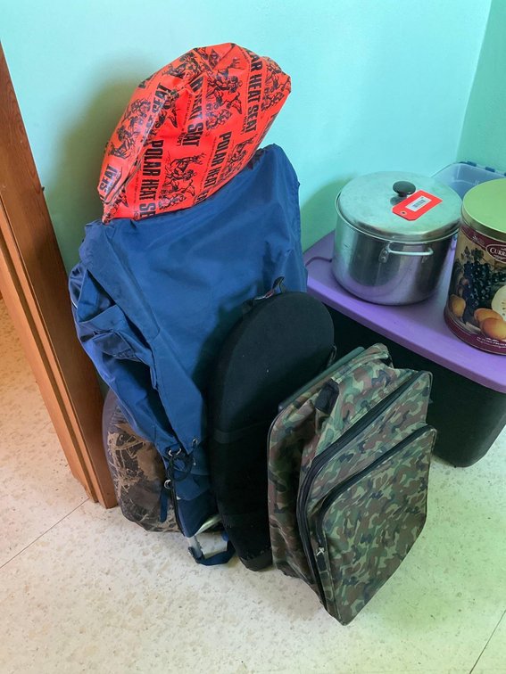 Pop up hunting blind, hot seat, back pack & assorted-Upstairs