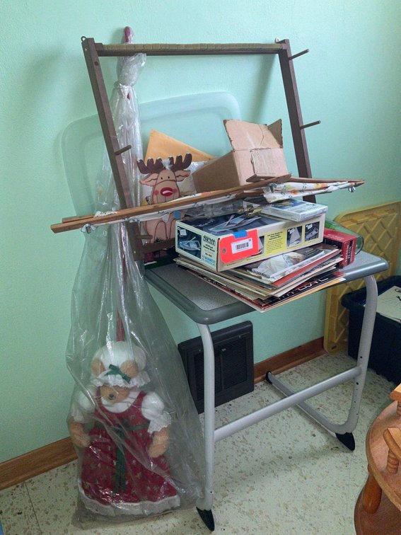 Small desk, model kit & assorted-Upstairs