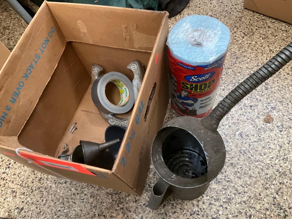 Funnel, tape, toweling & assorted 