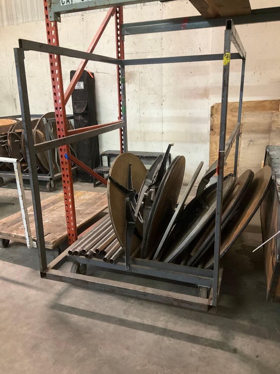10 round high top tables & steel cart 36” diameter x 40” tall 
