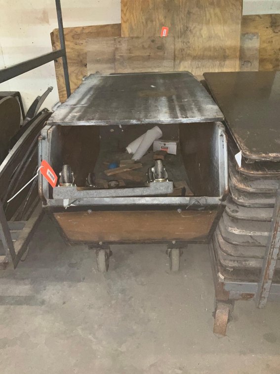 Hinged top feed cart & dolly