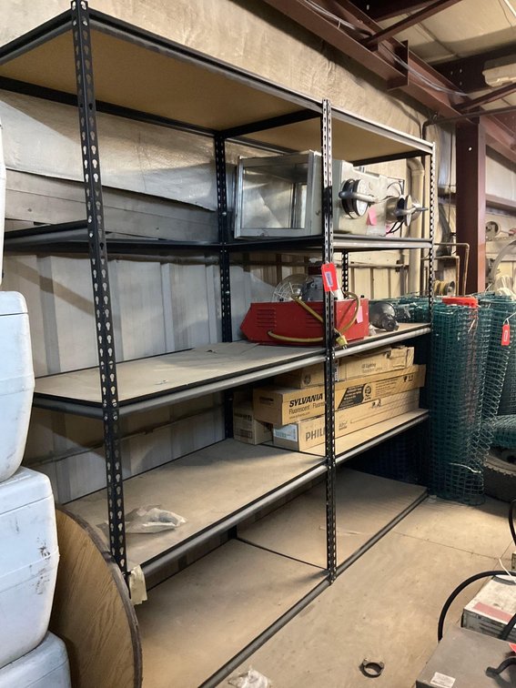 Metal shelving & contents-Upstairs of warehouse