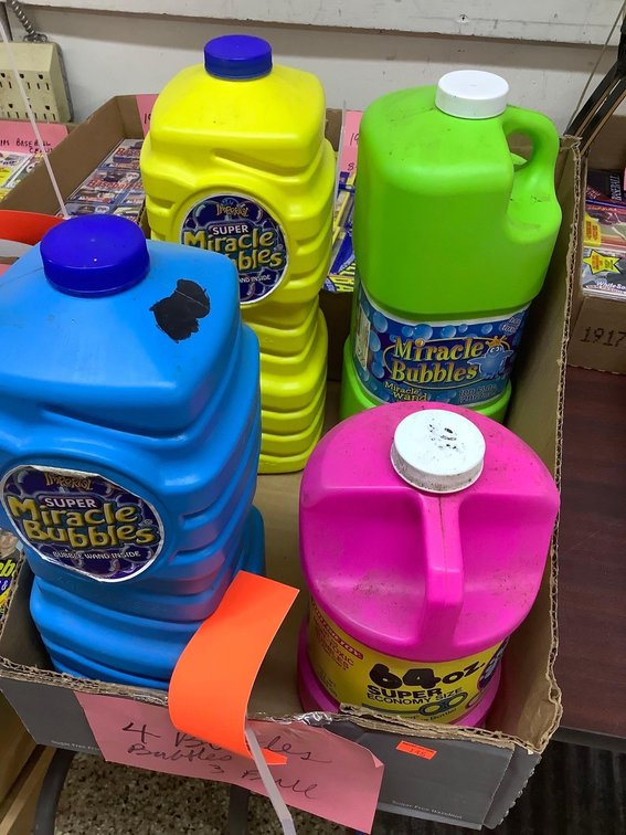 4 bottles of bubbles (3) are full 