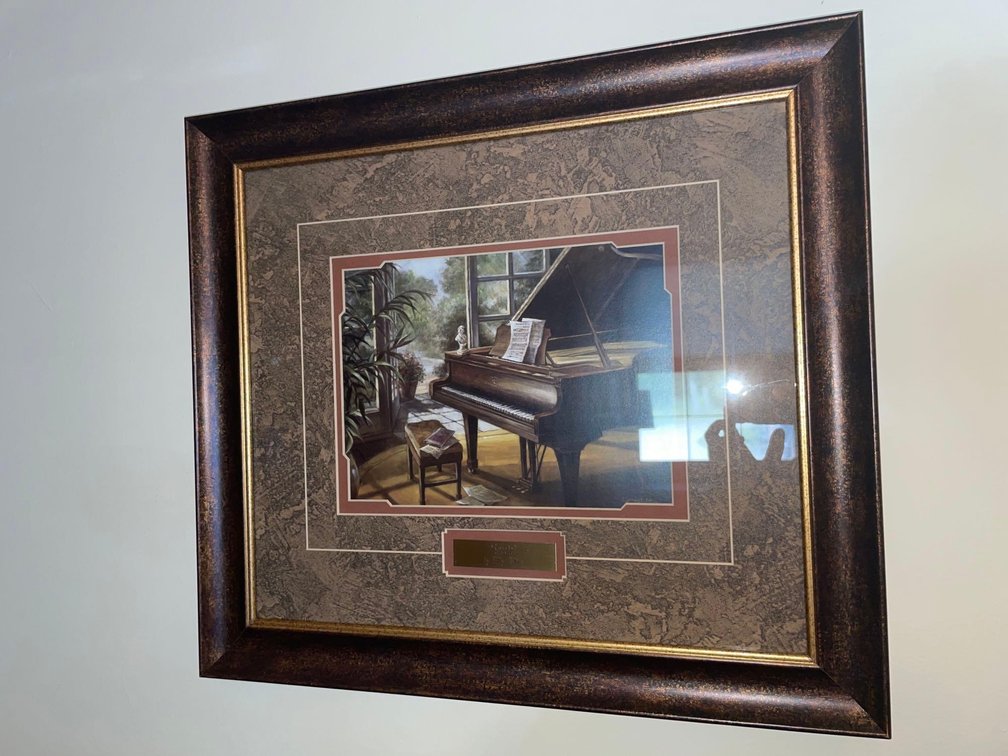 Framed picture & wall clock 19x17”-Office 