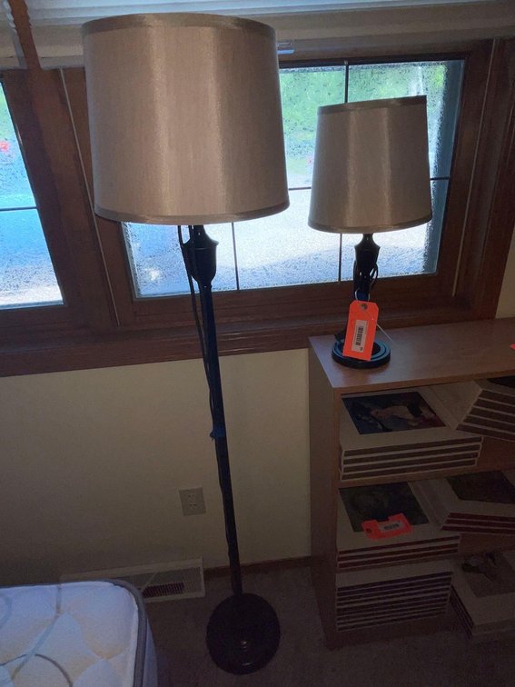 Floor lamp & table lamp with shades-Bedroom 