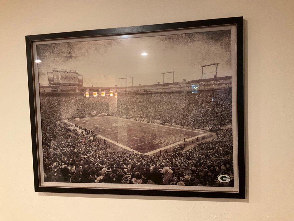 Large framed Packer picture 43x33”-Basement 