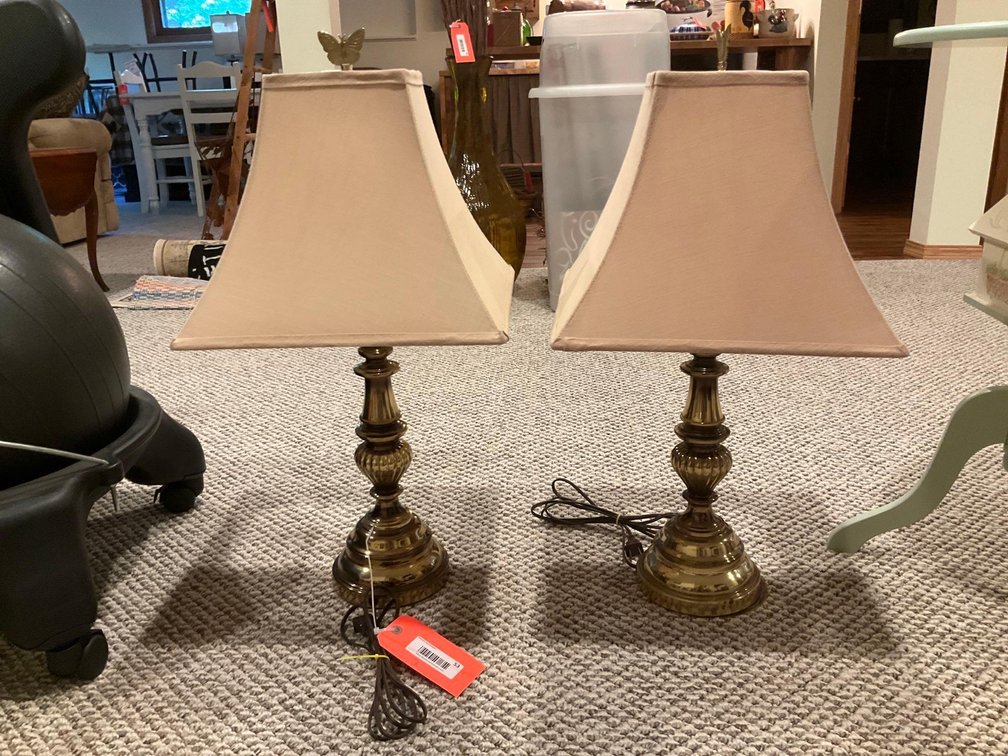 Pair of lamps with shades 27” tall-Basement 
