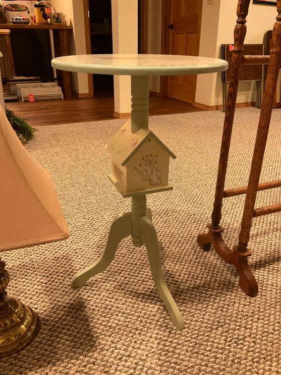 Bird house decorator table 16” diameter x 27” tall-Basement 