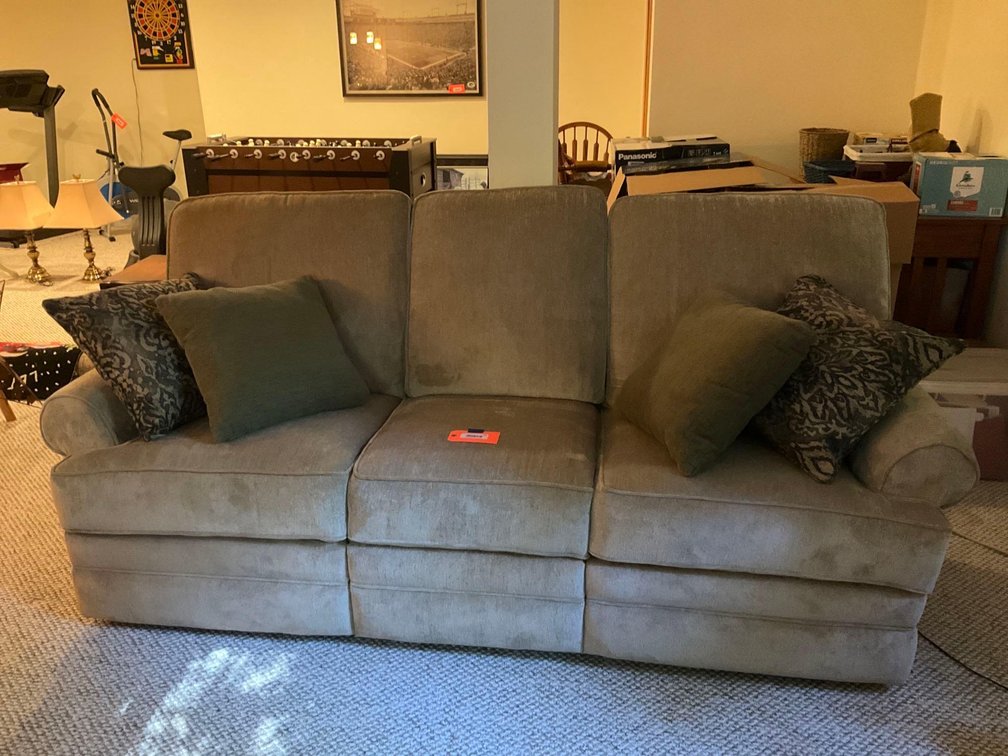 Sofa with electric reclining ends 84” long-Basement 