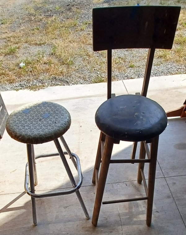 Vtg Wood Gun Cabinet 20x68x9 w/ 2 stools
