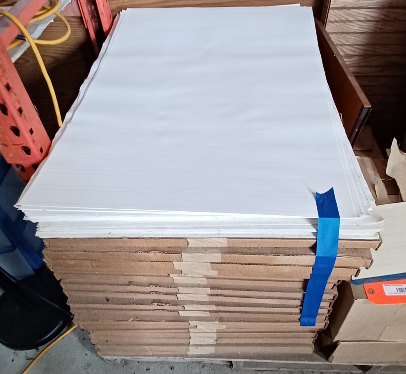 Teacher/educator art paper w/lines 36x24 10 boxes, 1 box Lined yellow school paper 7.5x11