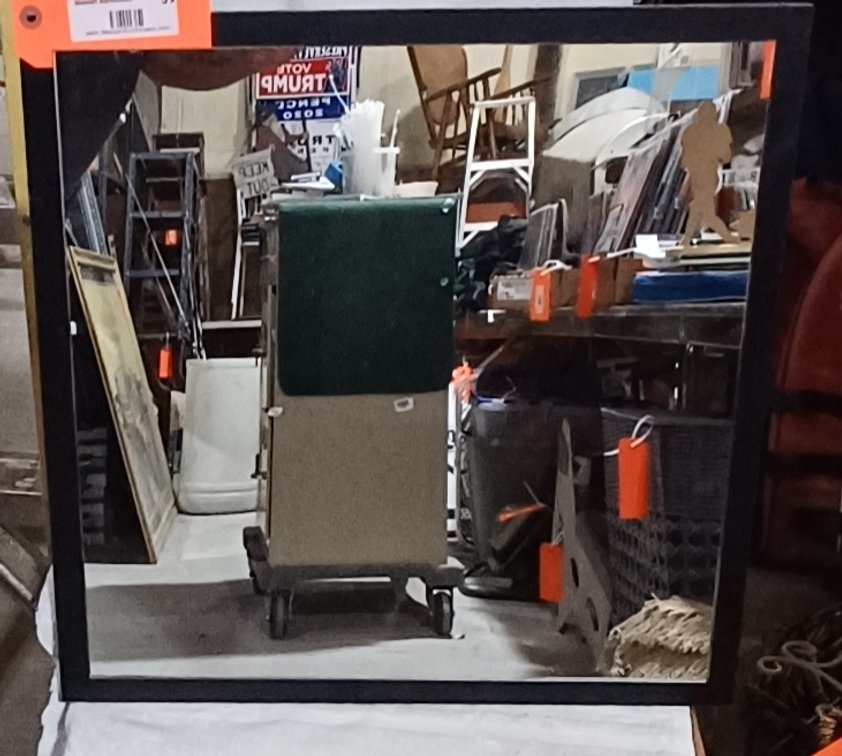 Rustic wood framed mirror 27 x 23 w/wood framed mirror 19 x19
