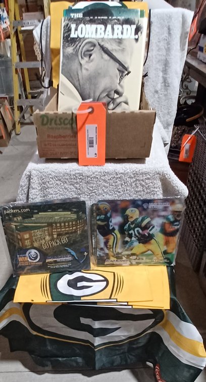 New Hardbound books 3 ea, Vince on Football, Scrapbook, Lombardi w/Packer gear