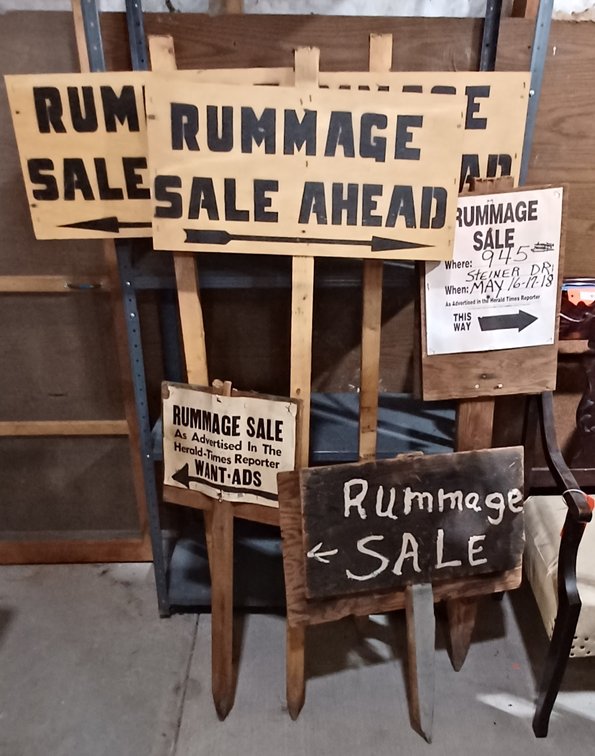 6 ea Rummage sales signs w/screen door 80 x 32