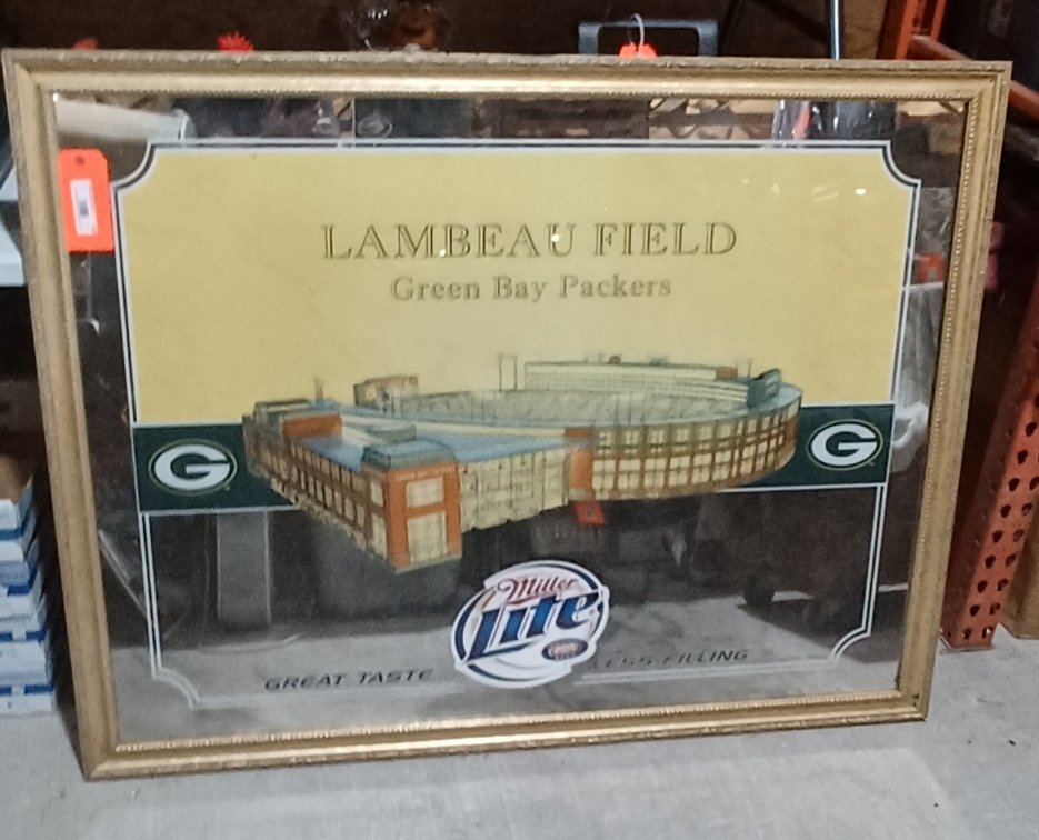 Lambeau Field Miller Lite Rec Room Mirror 52 x 40 