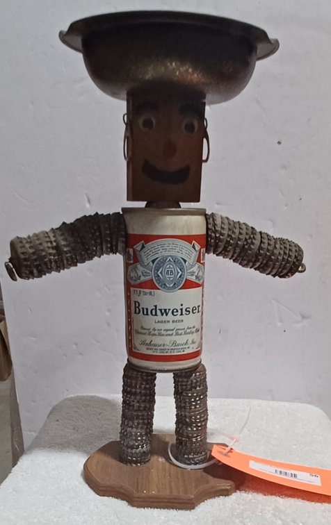 Vtg Budweiser Risque Beer can Folk Art Bottle Cap 13"