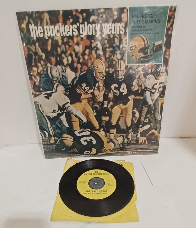 Vtg 1968 Packer Glory Years Lp w/45 rpm Packer Polka Super Bowl Stamp