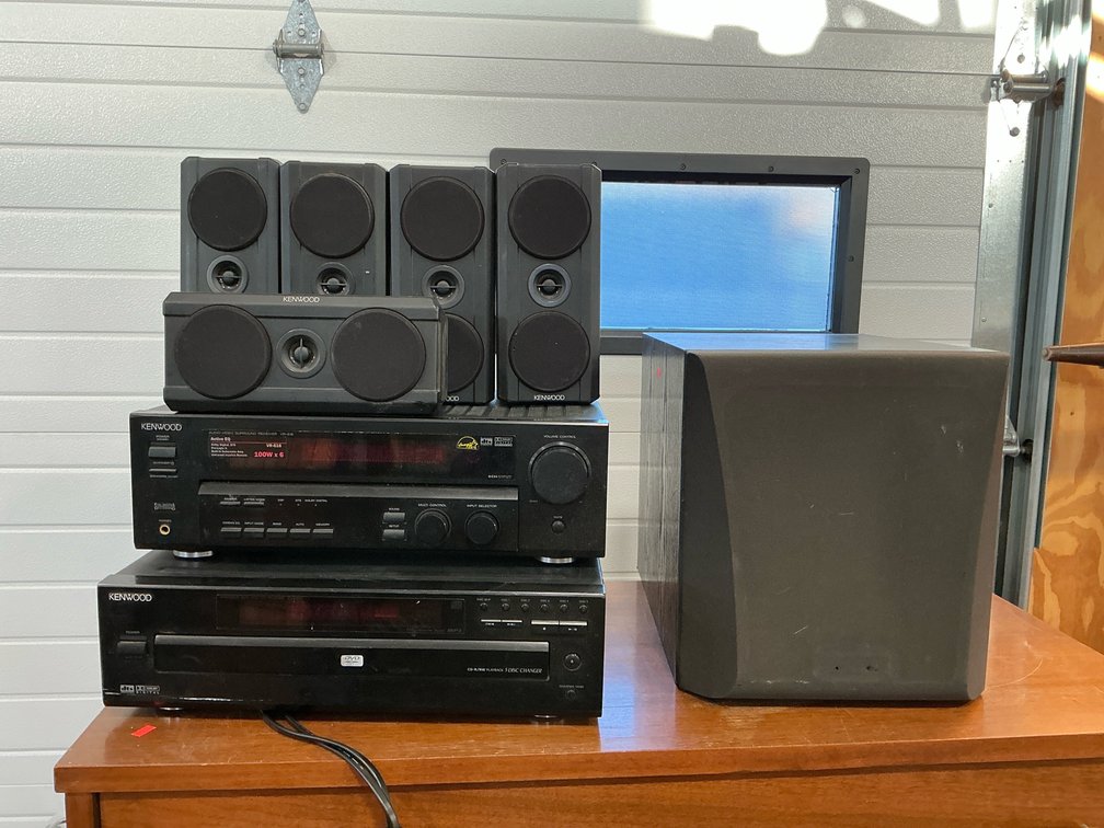 Kenwood receiver, five disc changer, speakers