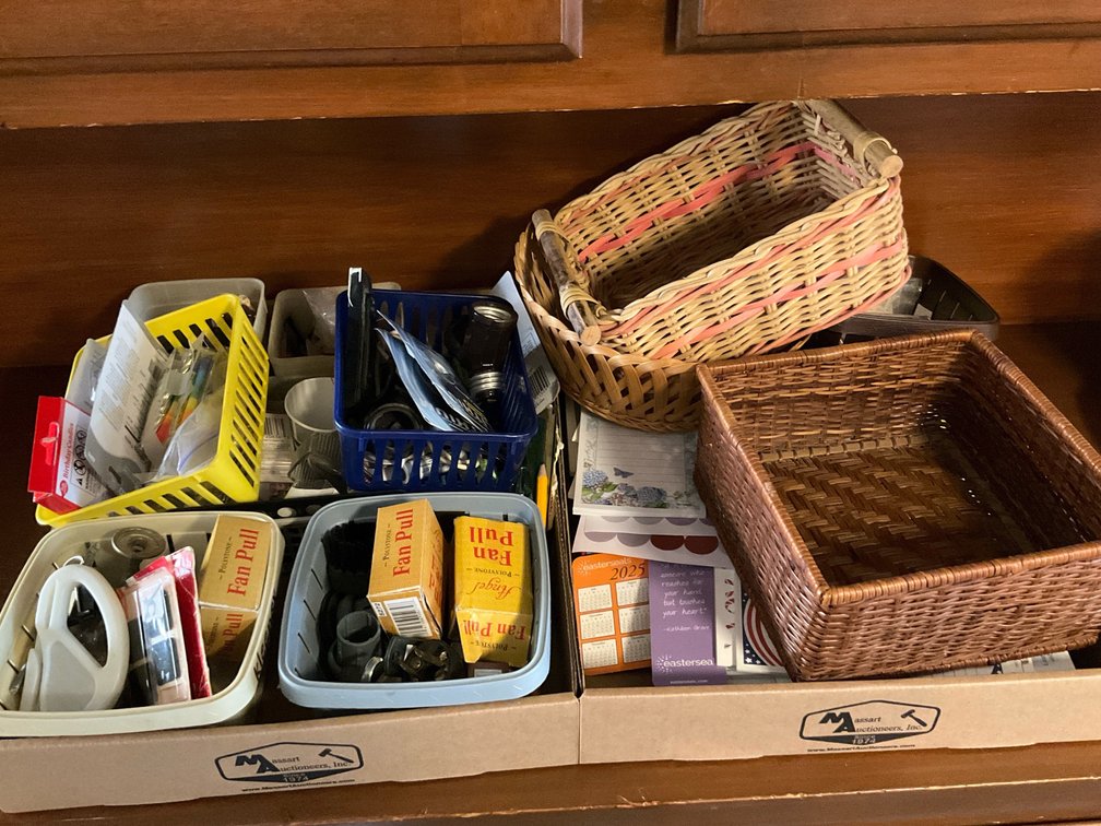 2 boxes-Baskets, paper pads & assorted-Kitchen 