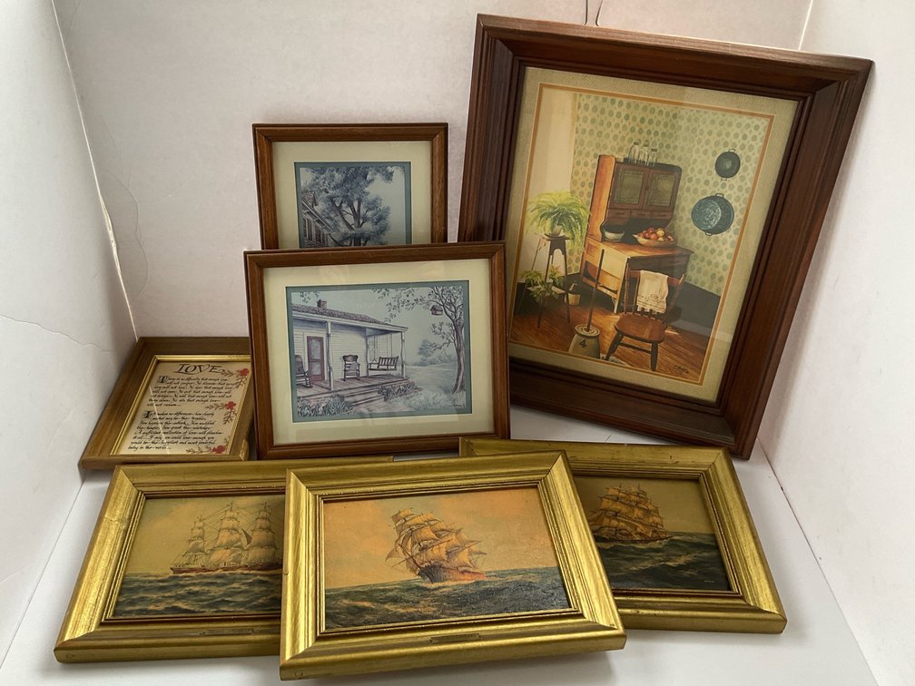 Assorted framed decorator pictures-Sunroom 