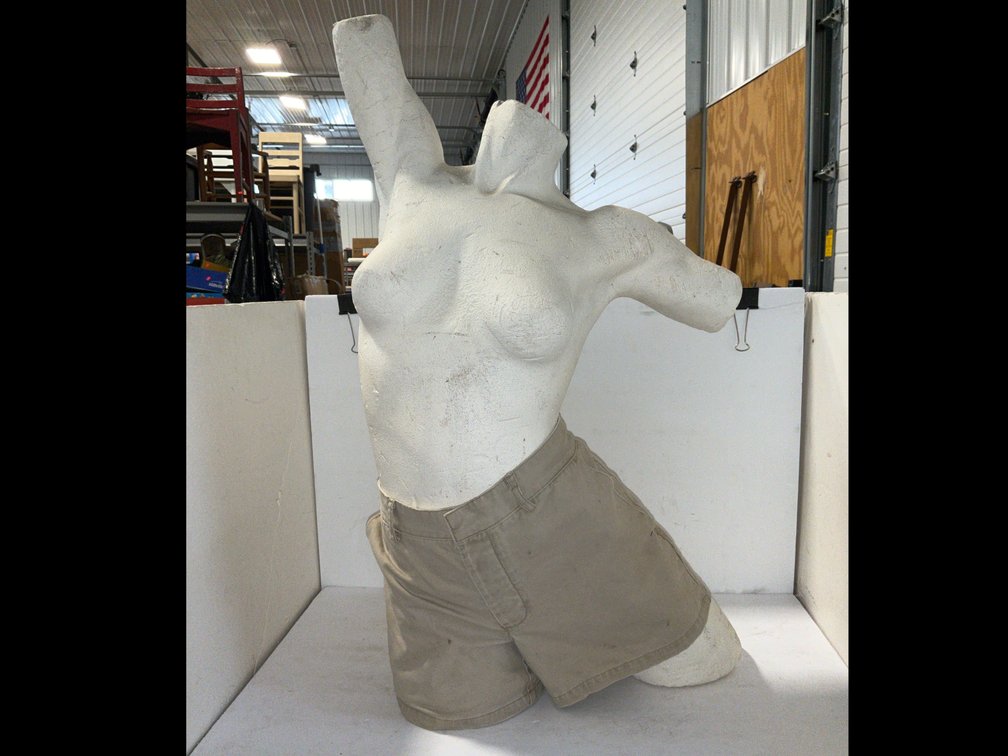 Styrofoam mannequin with shorts