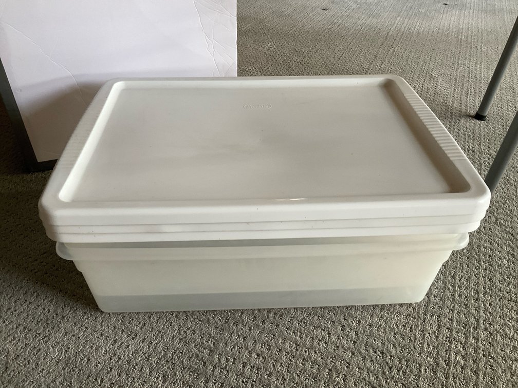 2 covered totes-Living room 